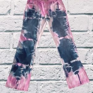 Upcycled block dyed jeans